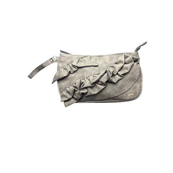 Kensie Handbags - Kensie Grey Ruffled Clutch/Wristlet Purse Women